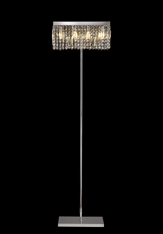 Ziva 50x15cm Rectangular Floor Lamp, 4 Light E14, Polished Chrome / Crystal