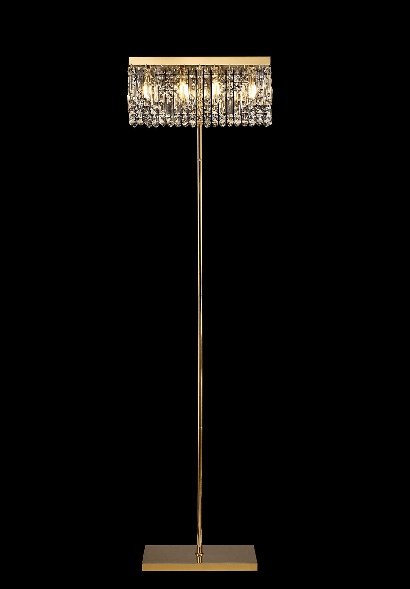 Ziva 50x15cm Rectangular Floor Lamp, 4 Light E14, Gold / Crystal