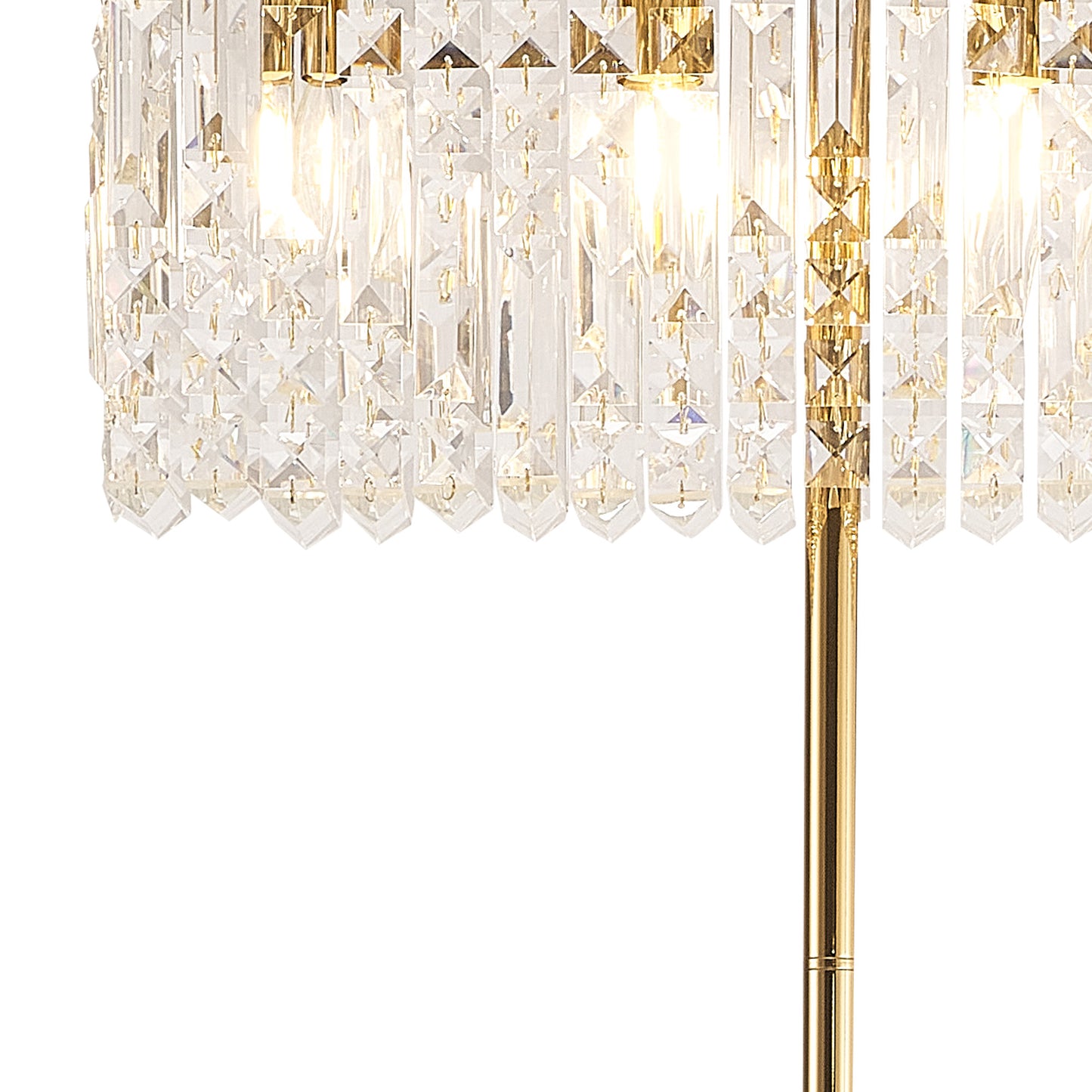 Ziva 50x15cm Rectangular Floor Lamp, 4 Light E14, Gold / Crystal