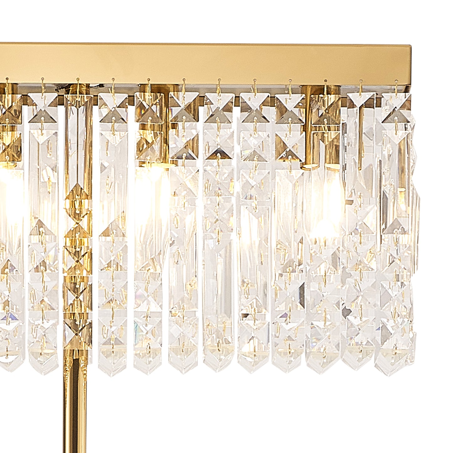 Ziva 50x15cm Rectangular Floor Lamp, 4 Light E14, Gold / Crystal