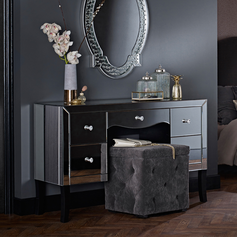 Cara 5 Drawer Mirrored Dressing Table, Mirrored Dressing Table With Drawers Uk