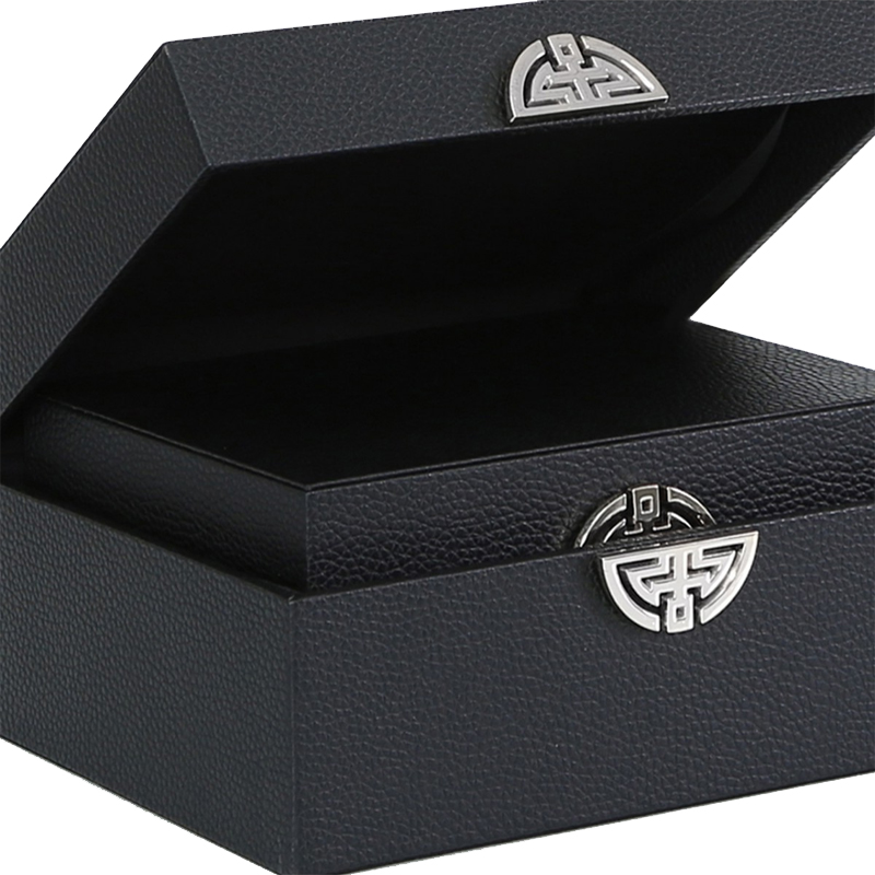Set Of 2 Black Faux Leather Boxes, Black Leather Box