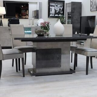 Trillo Grey High Gloss 160-200cm Dining Table + 4 chairs
