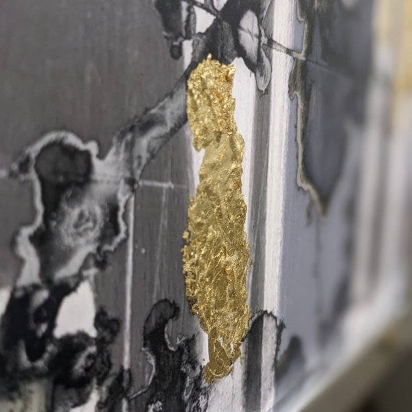 Textured gold leaf abstract wall art
