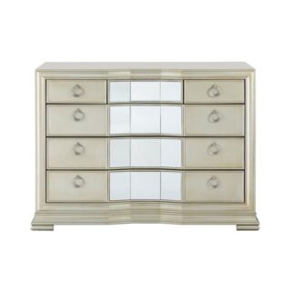 Luciano Mirror Champagne 5 Drawer Chest