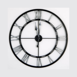 Primm Black and Chrome Metal Wall Clock
